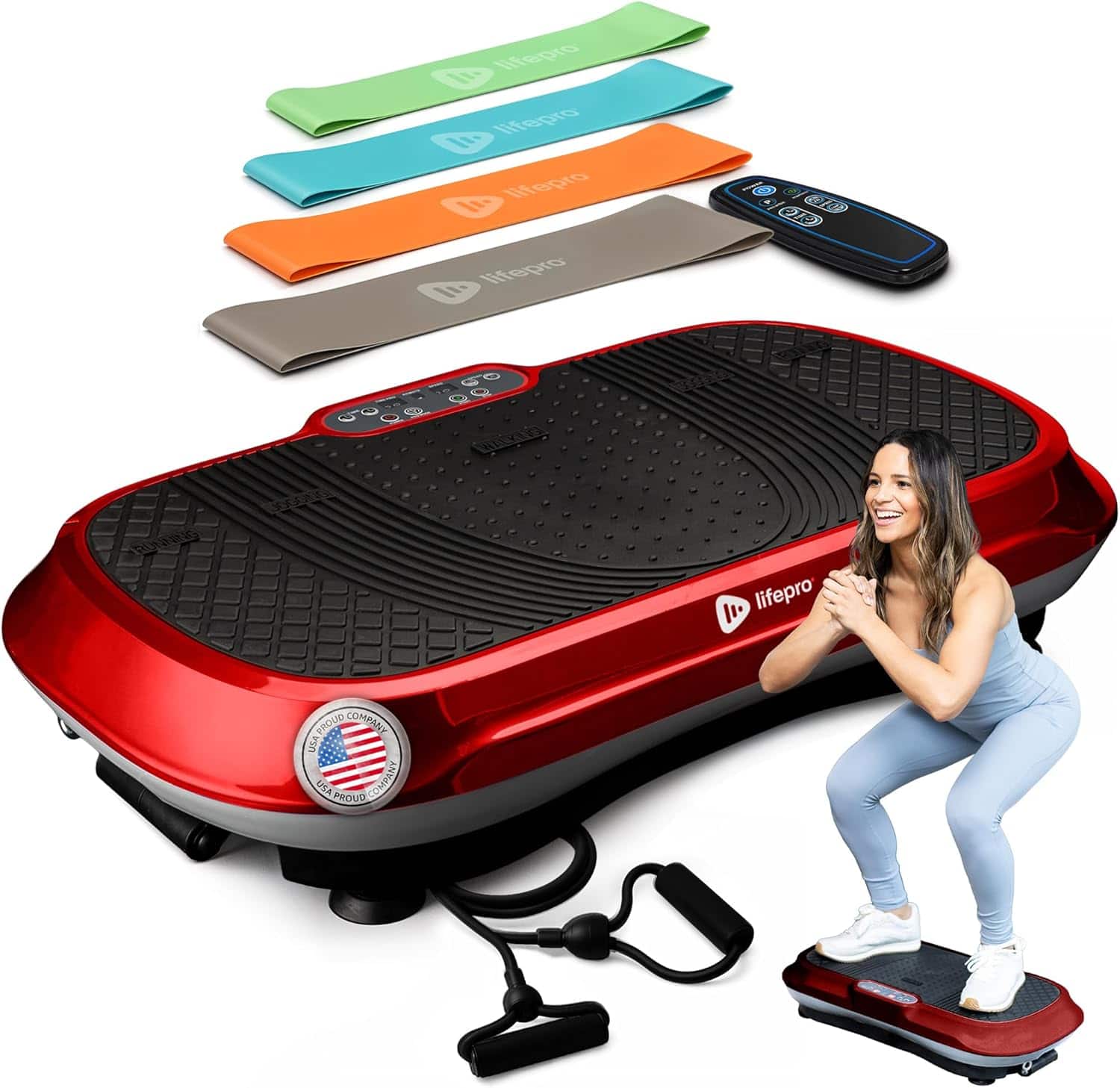 LifePro - Waver Vibration Plate – Whole Body Exercise Machine for Weight Loss, Muscle Toning & Lymphatic Drainage - Red