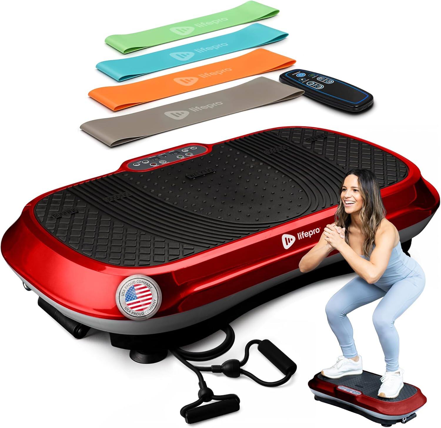 LifePro - Waver Vibration Plate – Whole Body Exercise Machine for Weight Loss, Muscle Toning & Lymphatic Drainage - Red