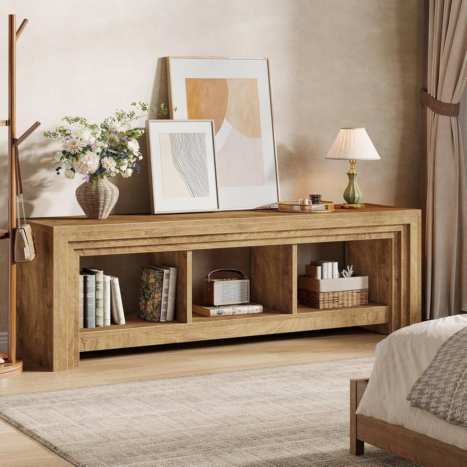 Alt View 3. Tribesigns - Office Media Console, For Media Equipment and Storage in Meeting Rooms and Reception Areas - Brown.