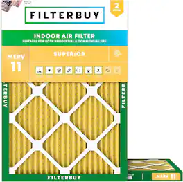 Filterbuy - 12x18x1 MERV 11 Pet & Allergy Defense, Electrostatic Pleated HVAC AC Furnace Air Filters Replacement (2-Pack) - Gold