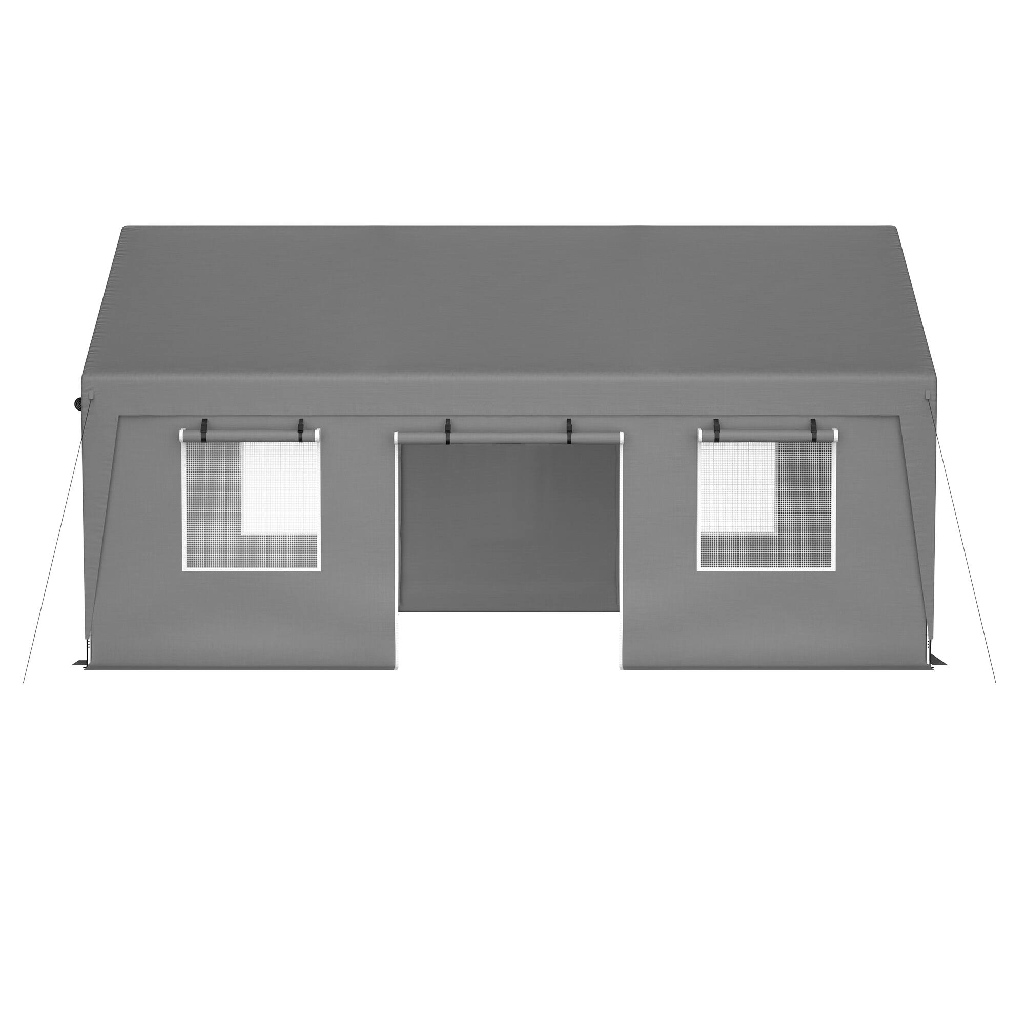 Alt View 7. Mondawe - 13x20 FT Car Canopy Garage with 2 Roll-Up Doors and Roll-up Mesh Windows - Silver.