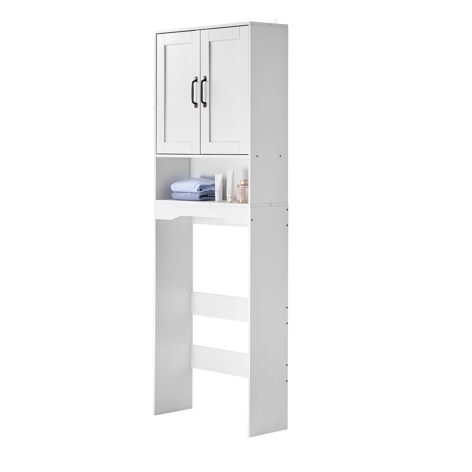 Alt View 5. VEVOR - Over The Toilet Storage Cabinet, 65 in Height Bathroom Storage Organizer with Double Door and Adjustable Shelf - White.
