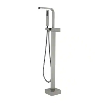 Front. Boyel Living - Brushed Nickel Bathtub Faucet Solid Brass Single Handle 360° Swivel Handheld Spray - Silver.