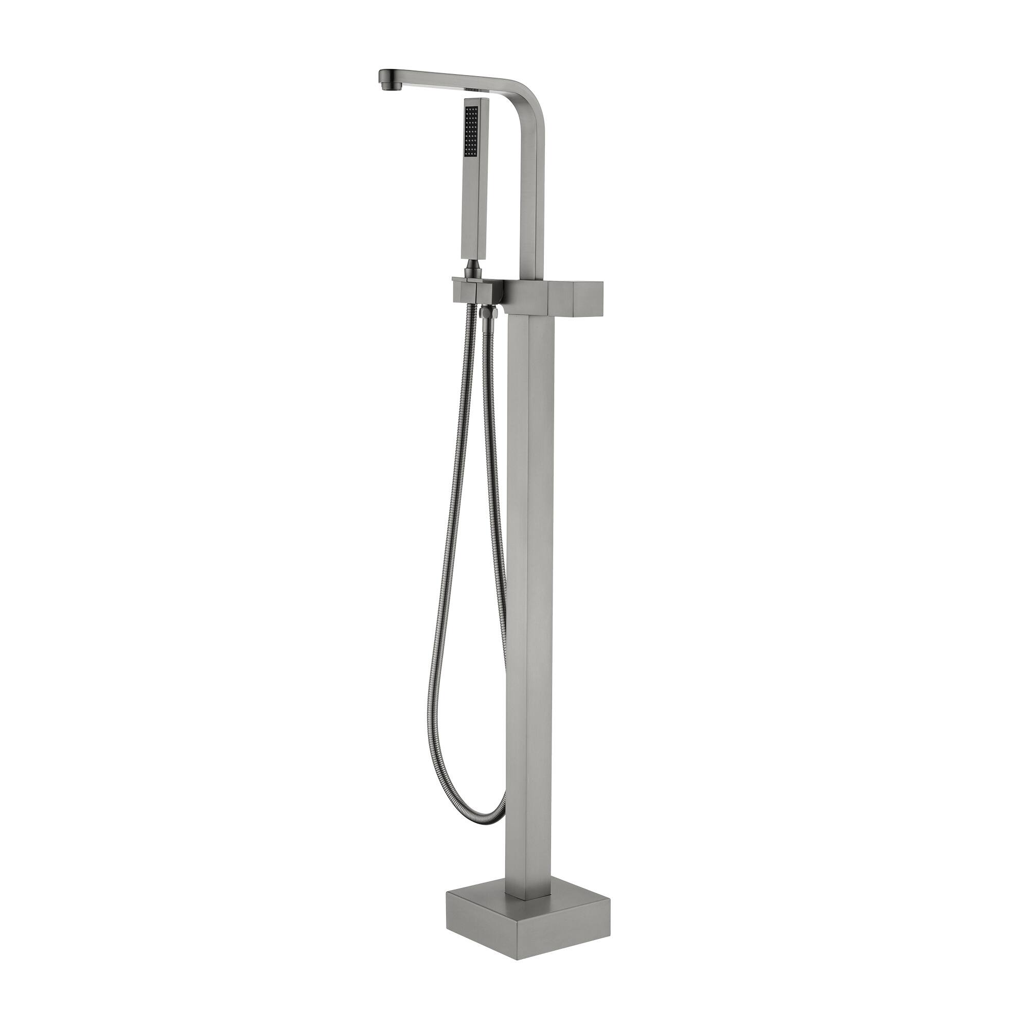Front. Boyel Living - Brushed Nickel Bathtub Faucet Solid Brass Single Handle 360° Swivel Handheld Spray - Silver.