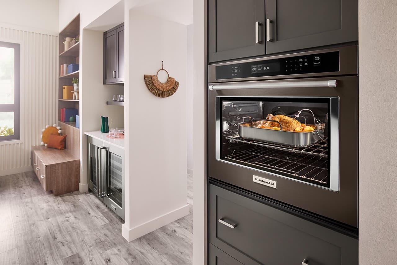 Alt View 13. KitchenAid - 27" Built-In Single Electric Wall Oven with Air Fry Mode - Black Stainless Steel.