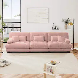 LOVMOR - 3Seater Sectional Sofa Modular Deep Seat Sofa Couch Chenille Sofa Soft Comfy Upholstered Furniture for Living Room - Pink