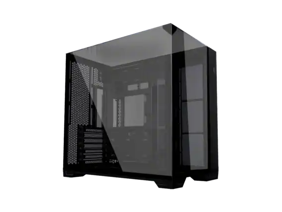 Front. Lian Li - LIAN LI O11 vision compact black color Aluminum / Steel / Tempered Glass ATX Mid Tower computer Case ----O11VPX - black.