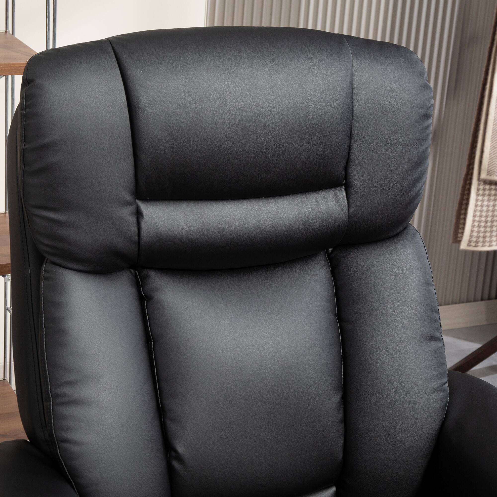 Alt View 7. Homcom - Recliner with Ottoman, PU Leather Reclining Chair with Footrest, for Living Room - Black.