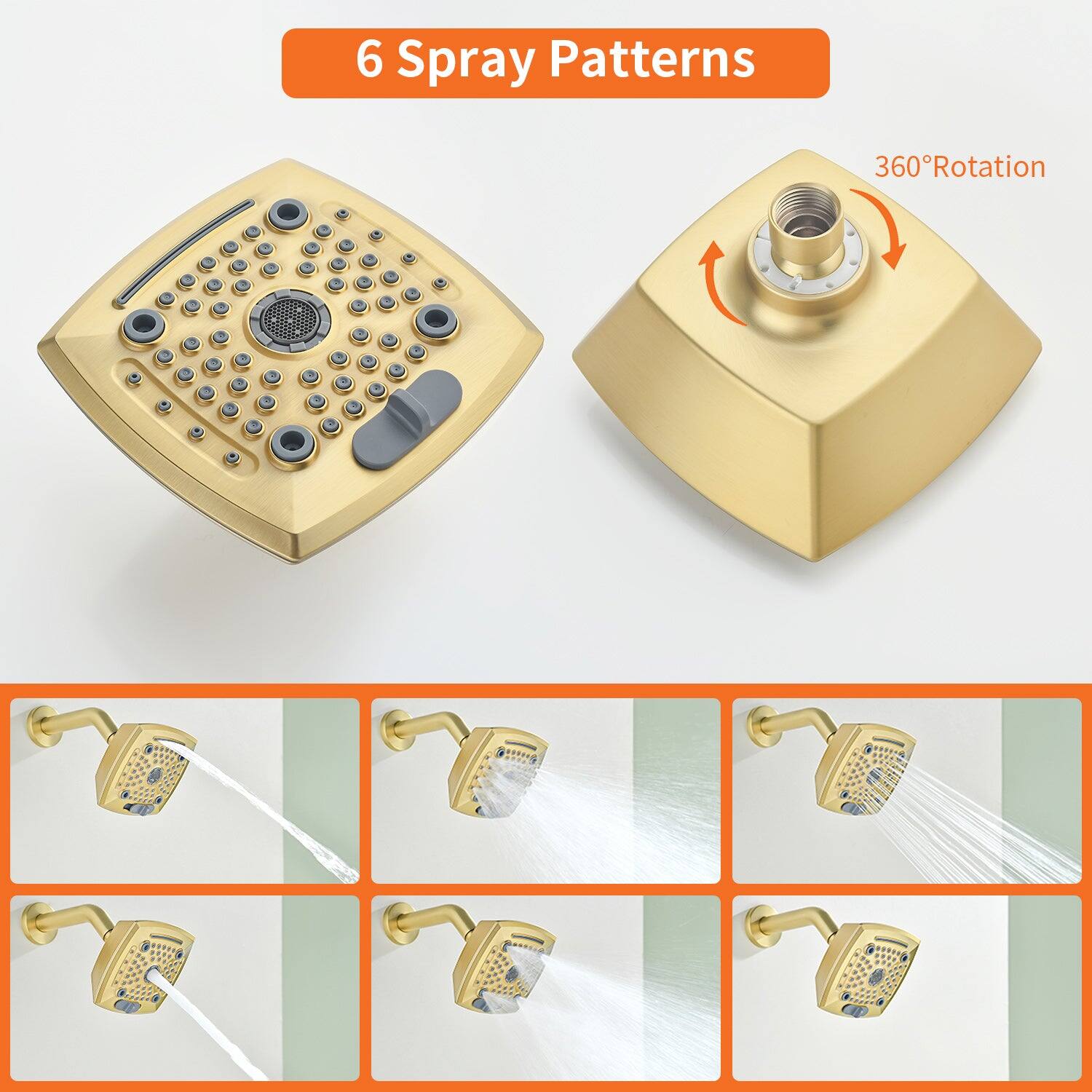 6 Spray Patterns  
360° Rotation
