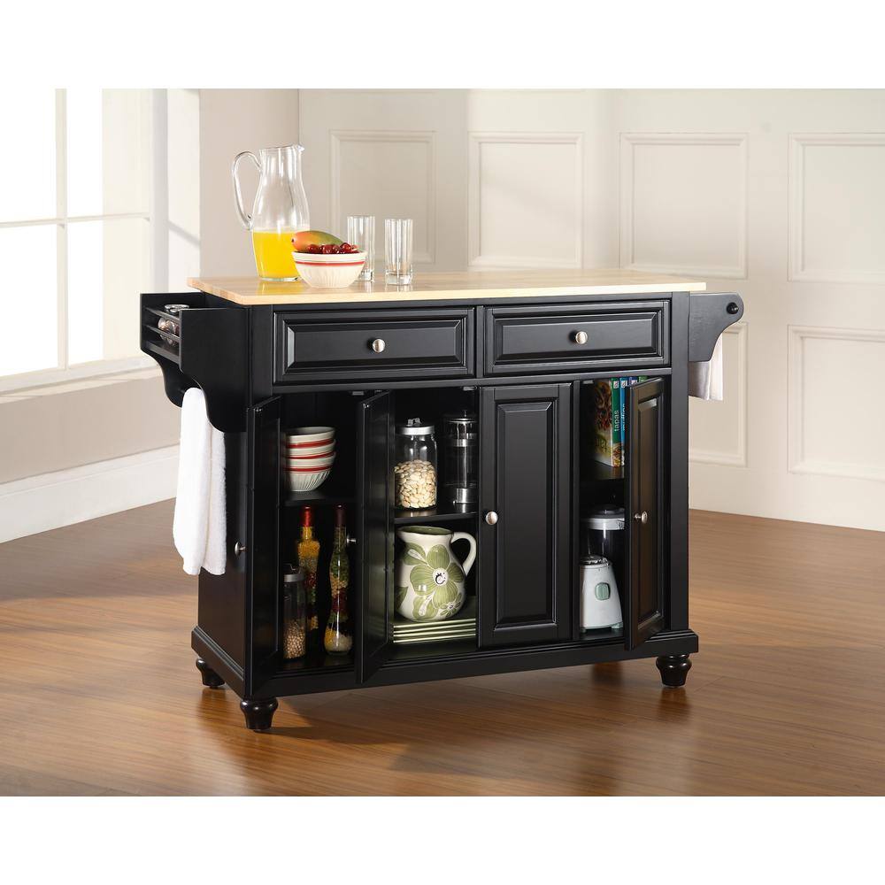 Back. Crosley Furniture - Cambridge Wood Top Full Size Kitchen Island/Cart - Black.
