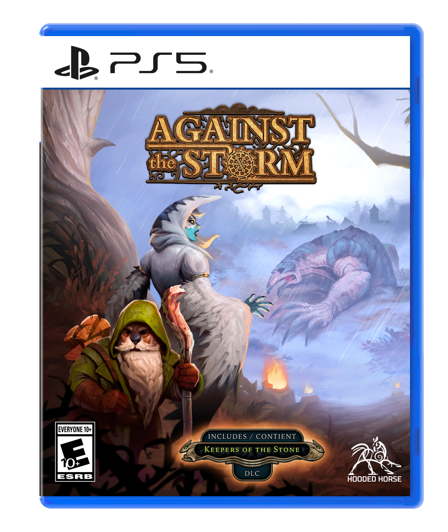 PS5 Against the Storm: Everyone 10+ ESRB Includes / Contains Keeper of the Stone DLC Hooded Horse