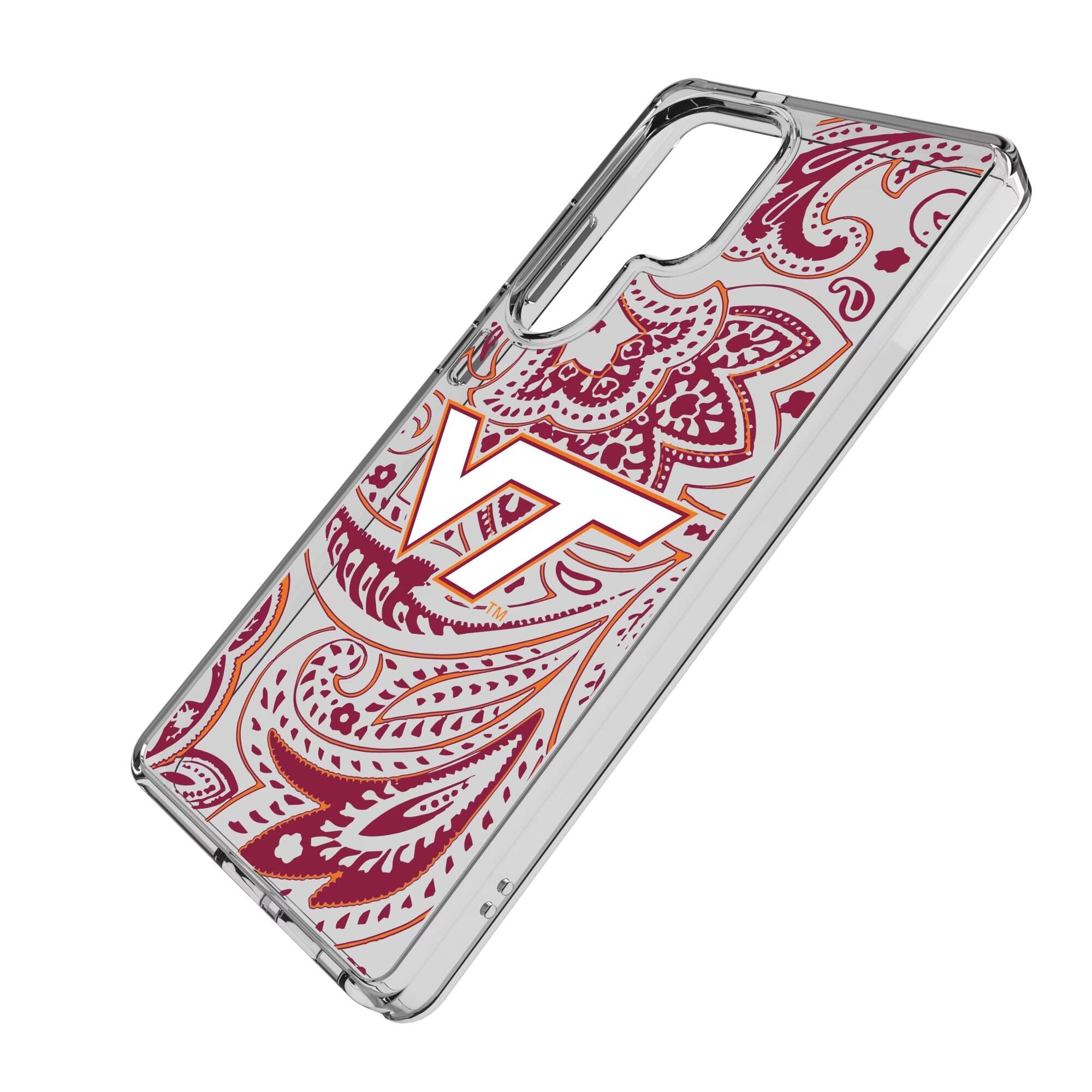 Alt View 1. Keyscaper - Virginia Tech Hokies Paisley Galaxy Clear Case - S25 - Multicolor.