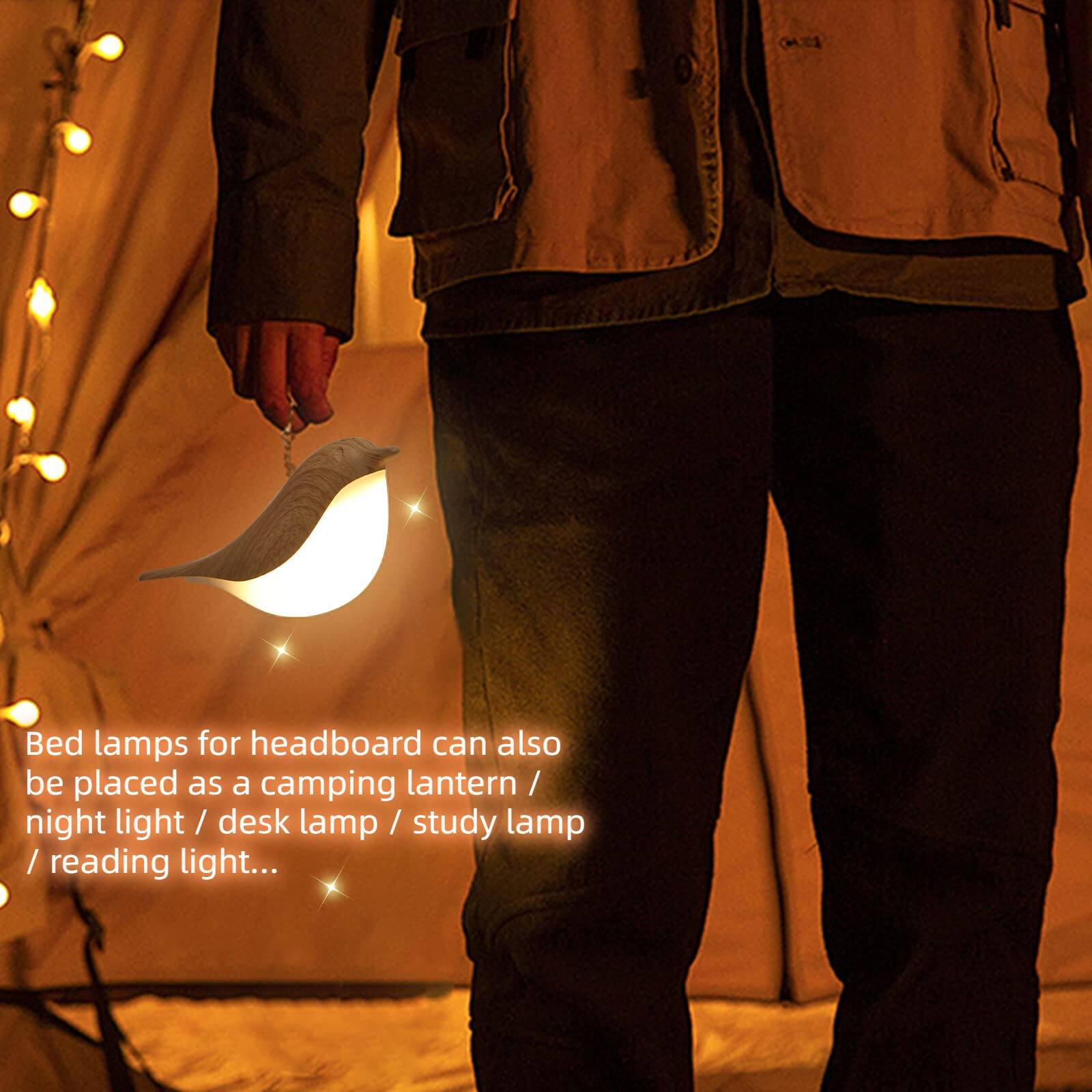 Bed lamps for headboard can also be placed as a camping lantern / night light / desk lamp / study lamp / reading light...