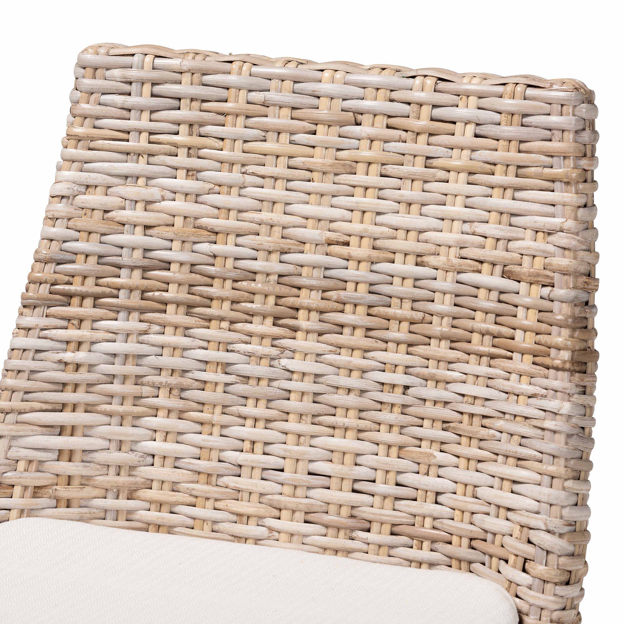 Alt View 1. bali & pari - Toby Modern Bohemian Kubu Rattan and Rustic Taupe Finished Mahogany Wood Counter Stool - Kubu Grey/Rustic Taupe.