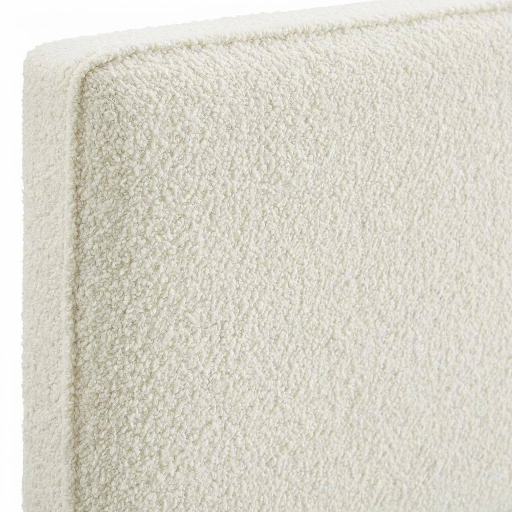 Back. FurniFact - Boucle Fabric Queen Headboard in Neutral Tone, Plush Upholstery, Sturdy Frame - Beige.