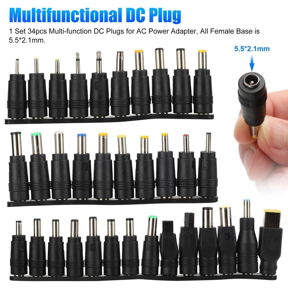 Multifunctional DC Plug

1 Set 34pcs Multi-function DC Plugs for AC Power Adapter, All Female Base is 5.5*2.1mm.