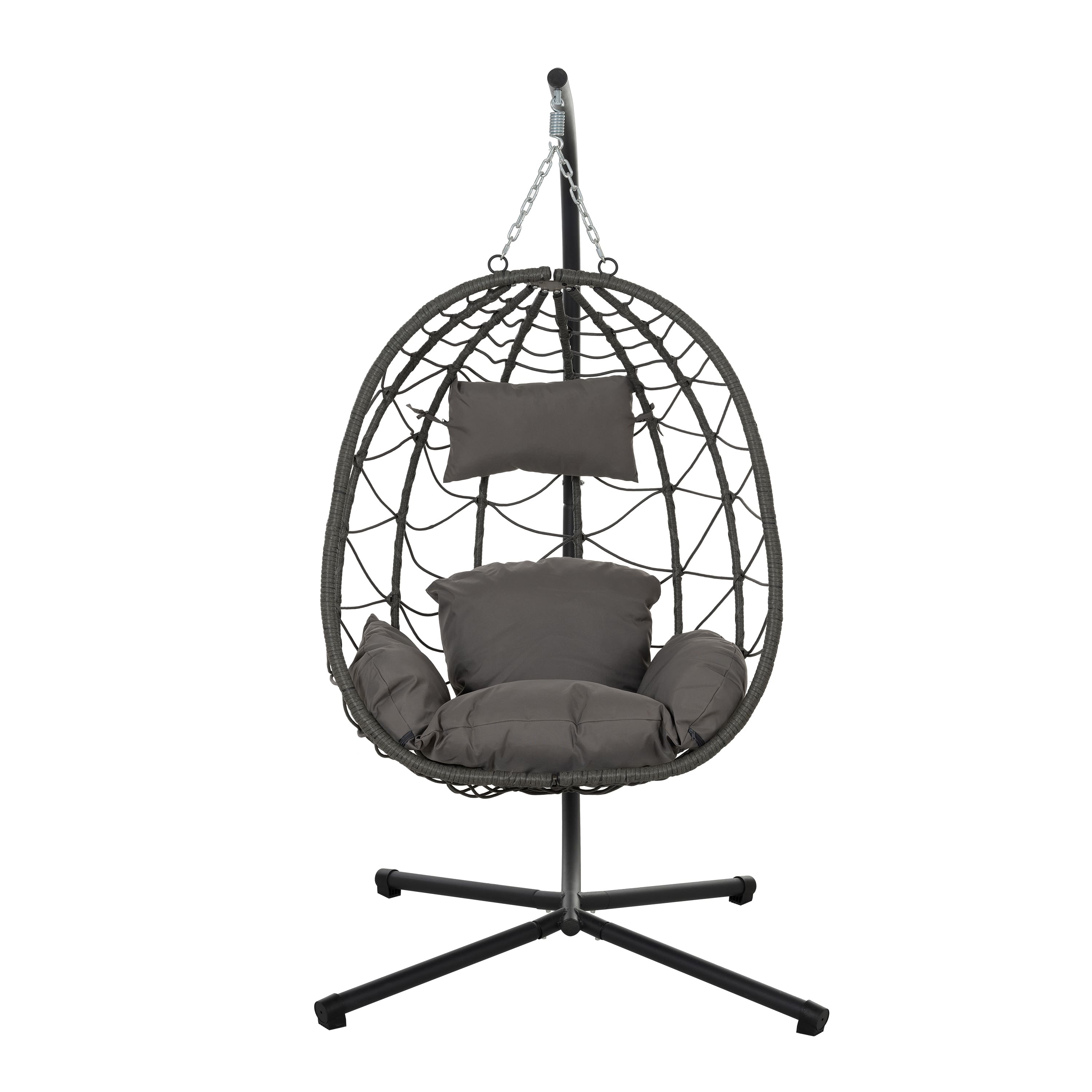 APRILSOUL - Egg Chair with Stand Indoor Outdoor Swing Chair Patio Wicker Hanging Egg Chair with Stand - Brown