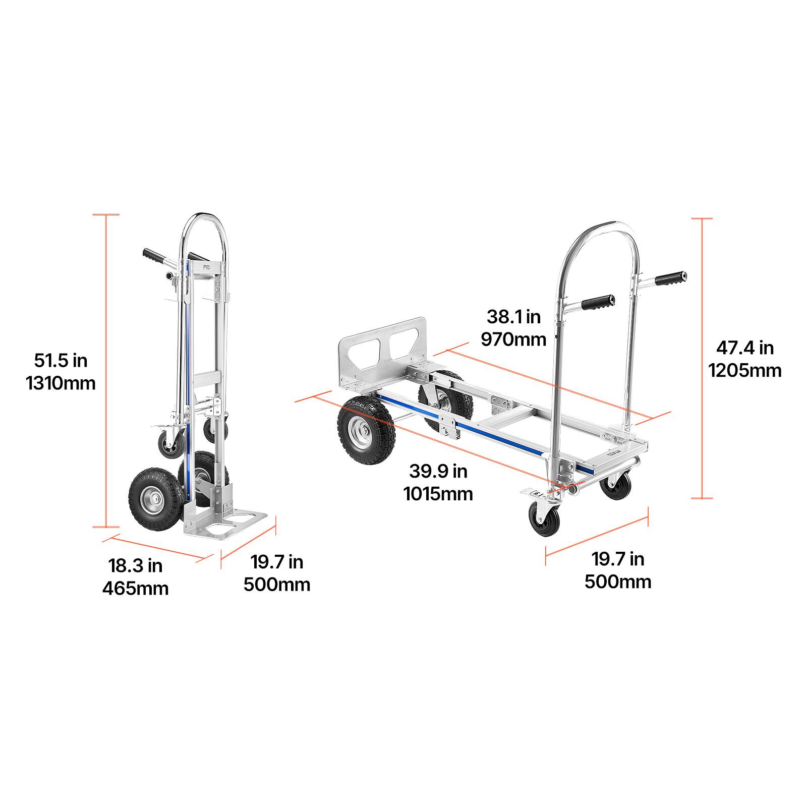 51.5 in 1310mm  
38.1 in 970mm  
47.4 in 1205mm  
39.9 in 1015mm  
18.3 in 465mm  
19.7 in 500mm  
19.7 in 500mm
