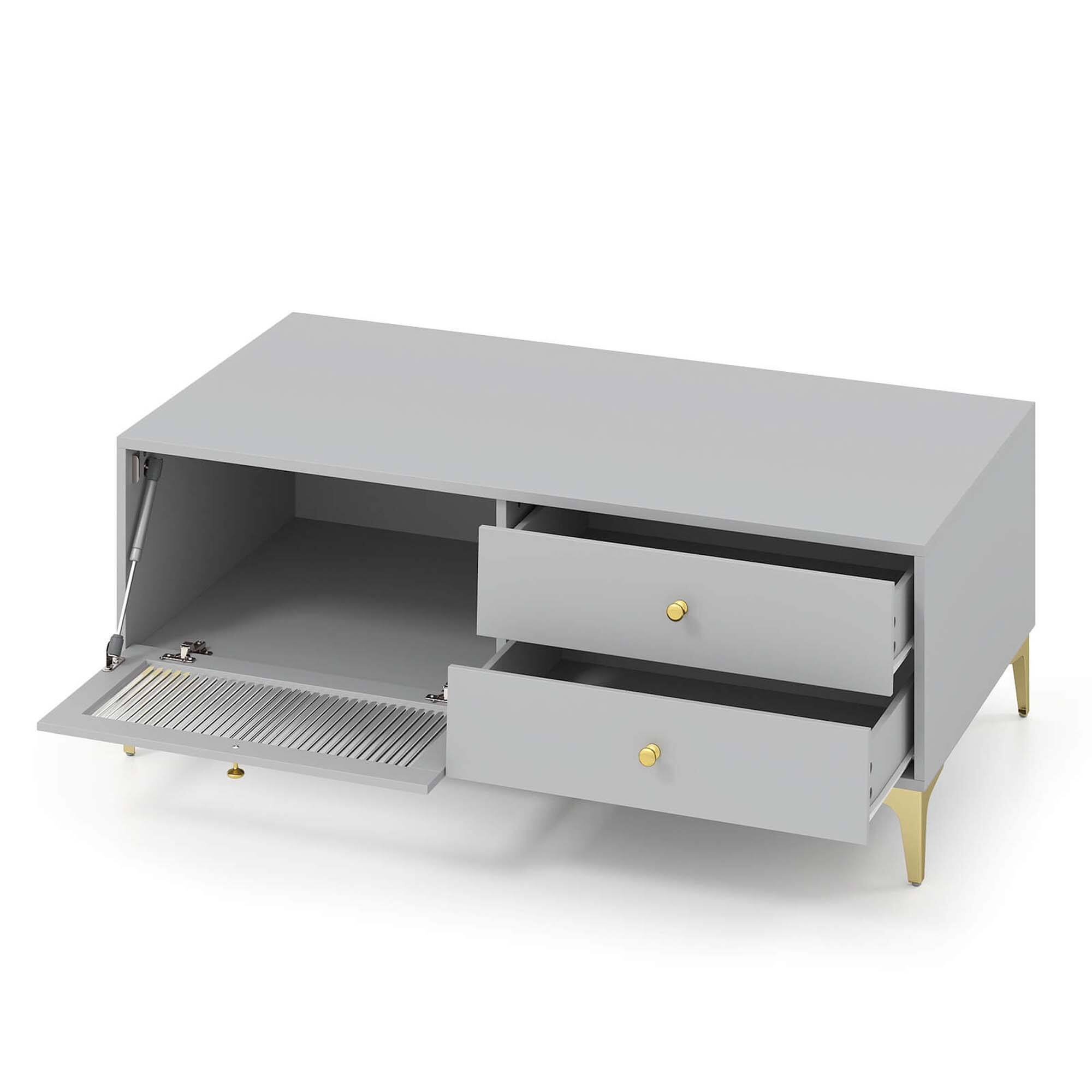 Alt View 1. Costway - Modern TV Stand for 55" TVs with Drop Down Door Cabinet 2 Storage Drawers - Gray.