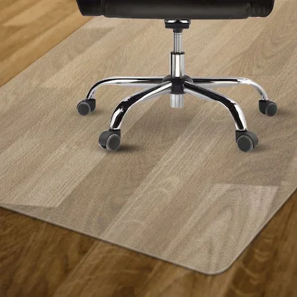 Front. MOVSSOU - PVC Office Mat for Hard Floor Transparent Office Chair Floor Mat for Home and Office 36" X 48" Rectangle - Transparent.