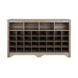 Prepac - 60 inch Shoe Cubby Console, Drifted Grey - Gray