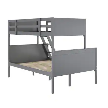 Front. Flash Furniture - Dallas Bunk Bed Twin Over Full, Convertible Slatted Solid Wood Bunk Bed Frame with Ladder for Kids, No Box Spring Needed - Gray.