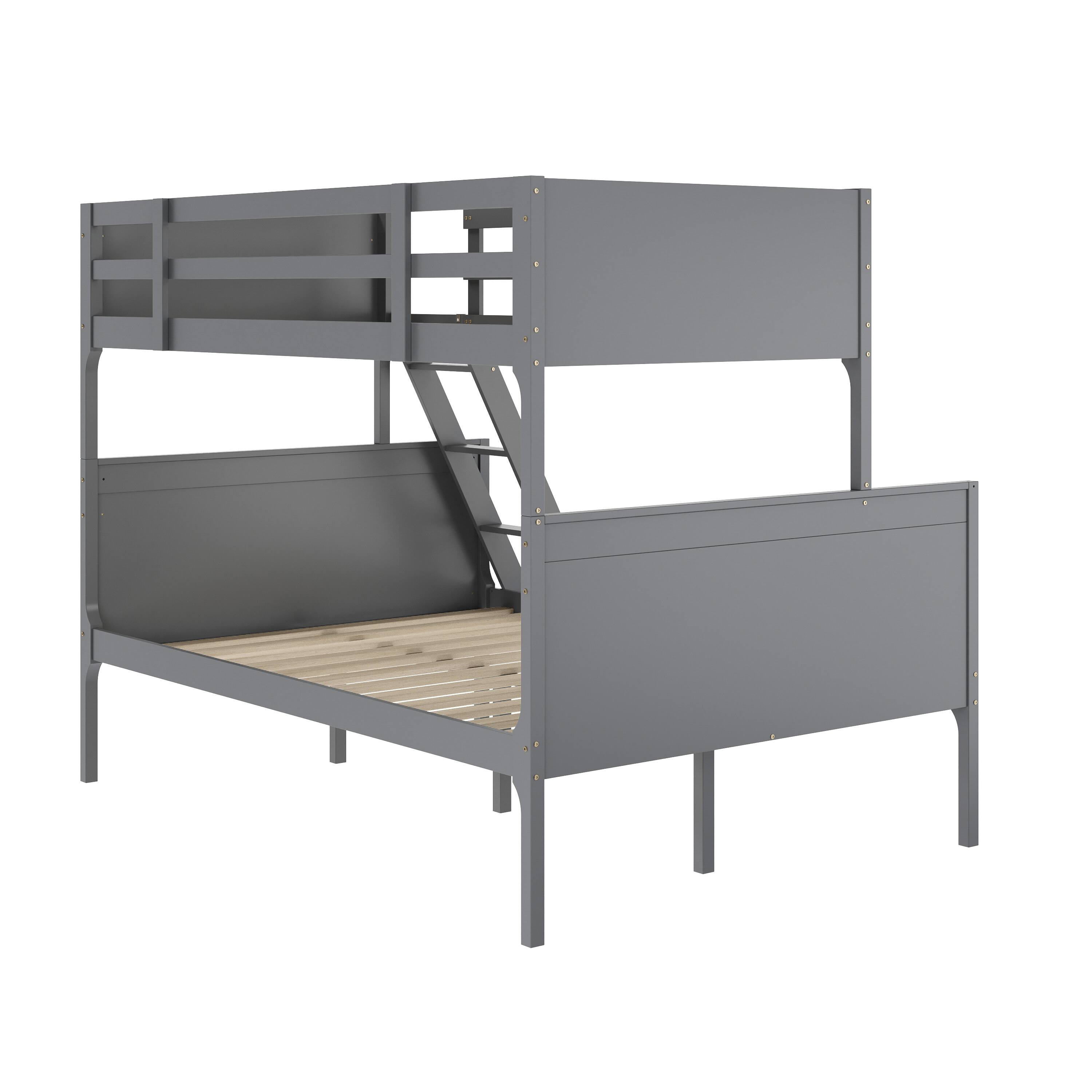 Alt View 1. Emma + Oliver - Samuel Kids Bunk Bed with Convertible, Solid Wood Slatted Frame and Easy-to-Climb Ladder with No Box Spring Required - Gray.
