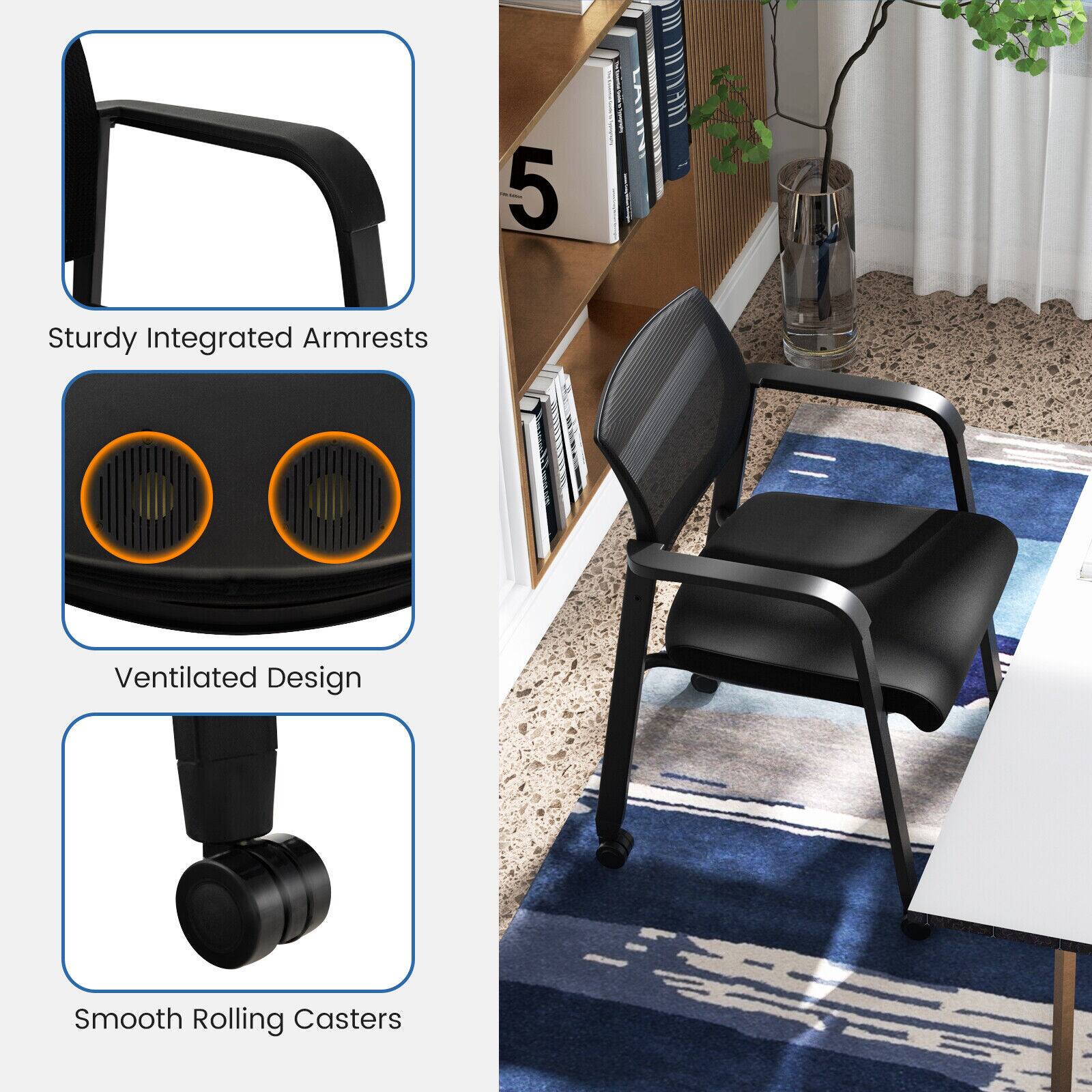 The text on the image is grouped and corrected as follows:

"5 m Sturdy Integrated Armrests Ventilated Design Smooth Rolling Casters."