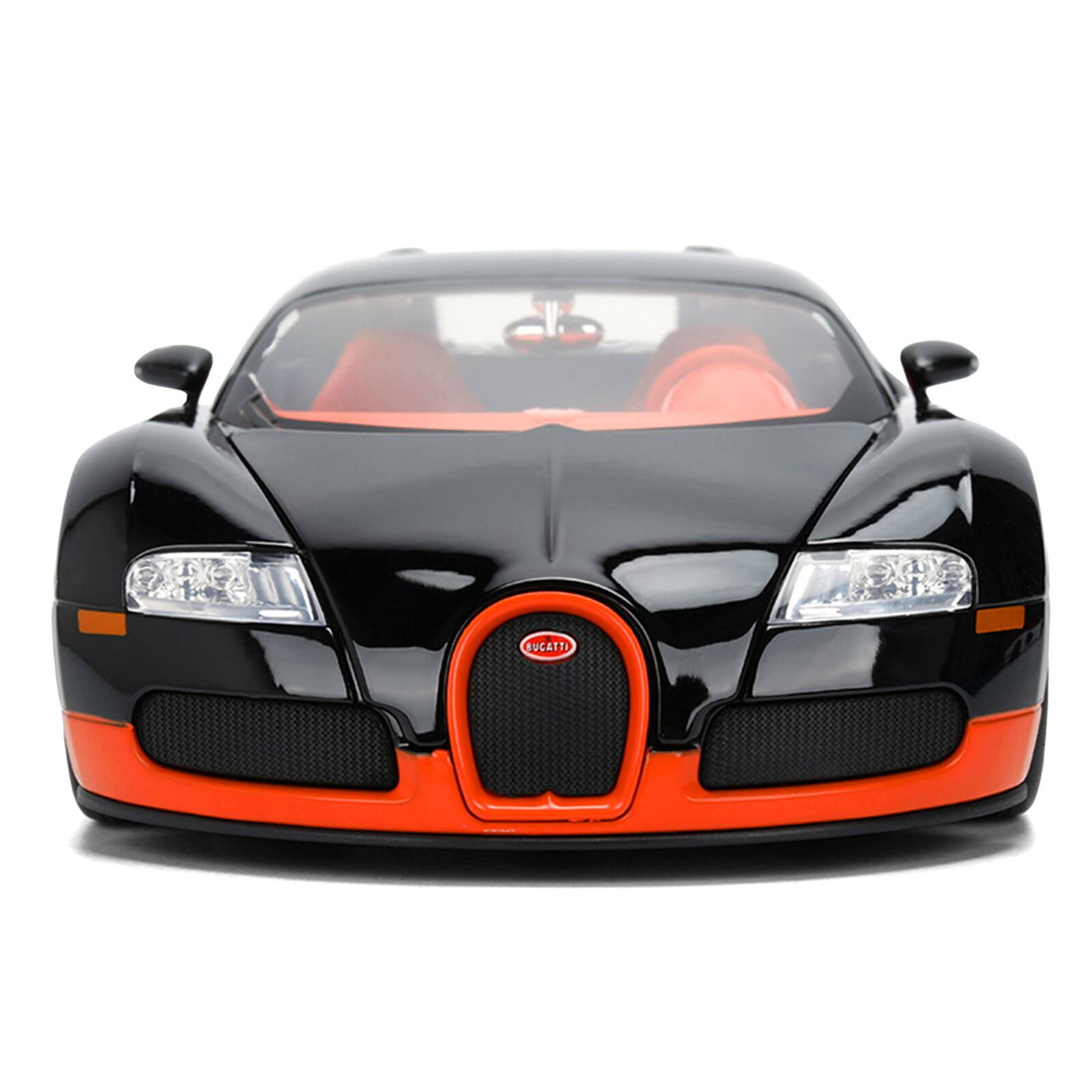 Alt View 5. Jada - 2011 Bugatti Veyron Black with Orange Accents and Orange Interior "Hyper-Spec" Series 1/24 Diecast Model Car by Jada.
