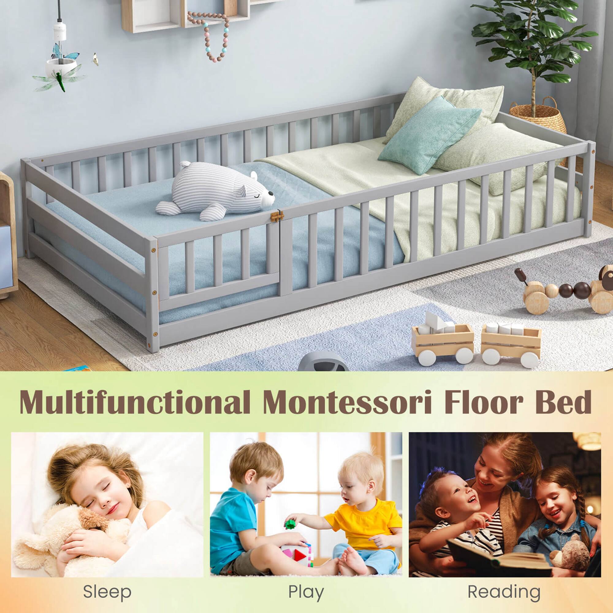 Multifunctional Montessori Floor Bed Sleep Play Reading