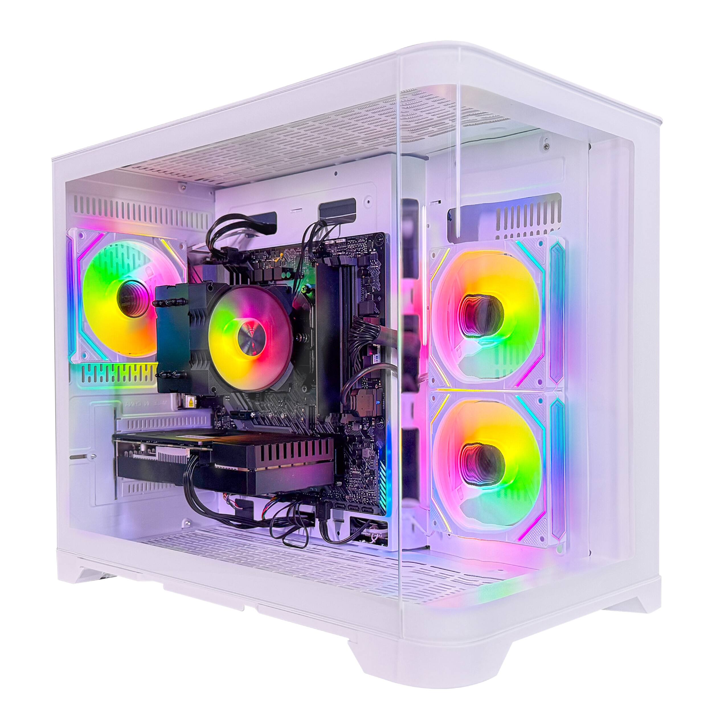 Front. Periphio - Periphio Atlas Gaming PC,AMD Ryzen 5 5500,AMD Radeon 6500XT GPU,16GB RAM,1TB SSD,WiFi,Windows 11,1080p,Computer - White.