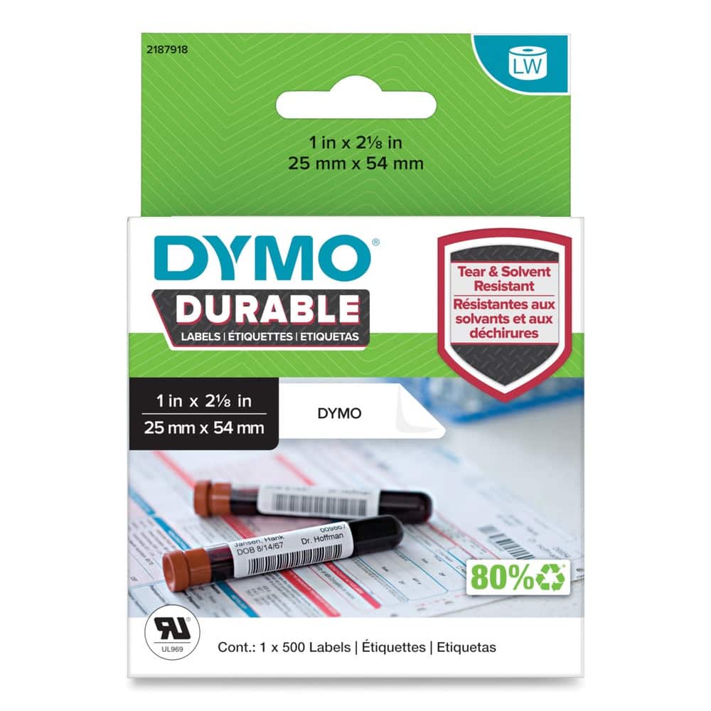 DYMO - 2187918 LW 1 in. x 2.13 in. Durable Medical Prescription Labels - White