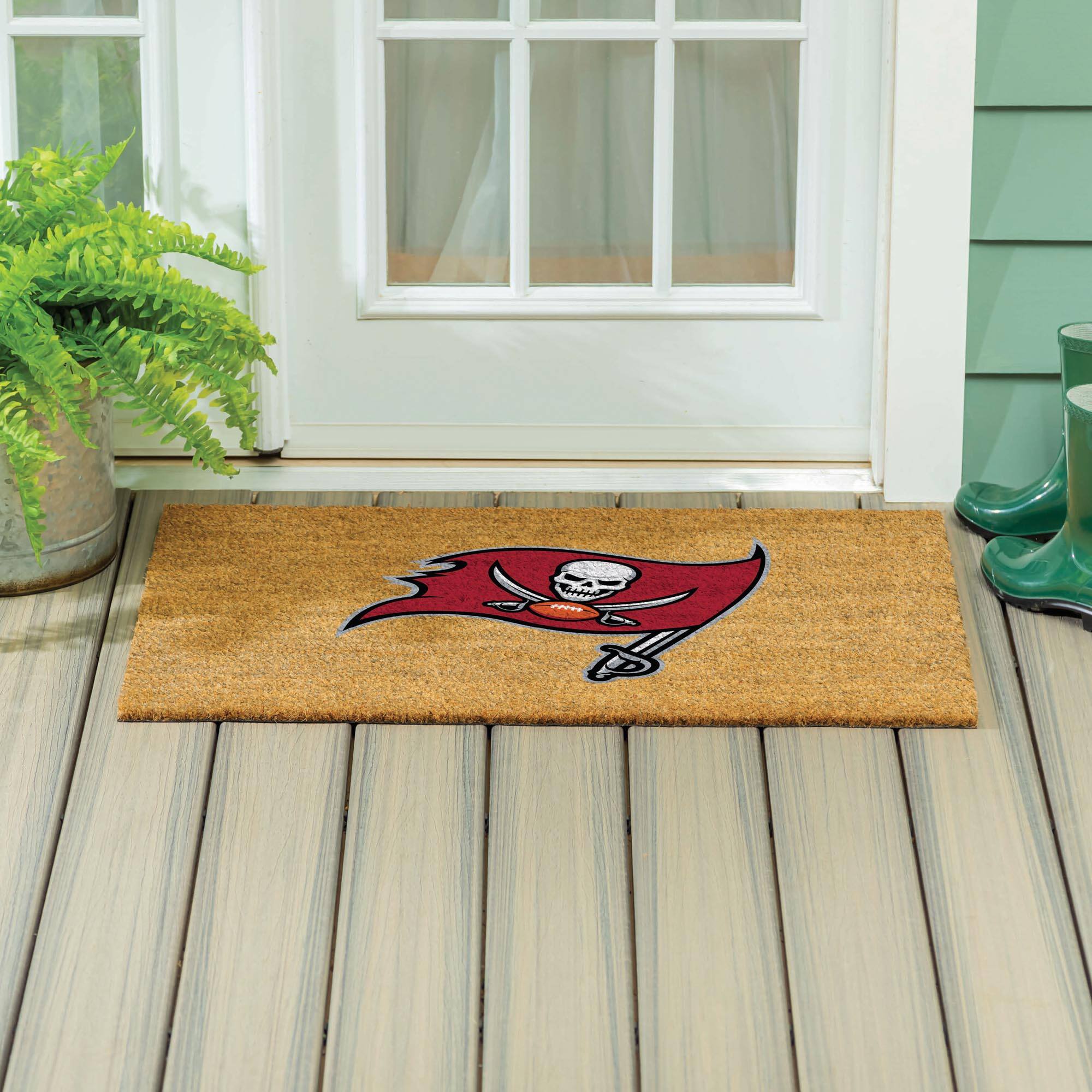 Alt View 3. Evergreen Enterprises - Tampa Bay Buccaneers 24" x 36" Outdoor Team Logo Coir Mat - Brown.