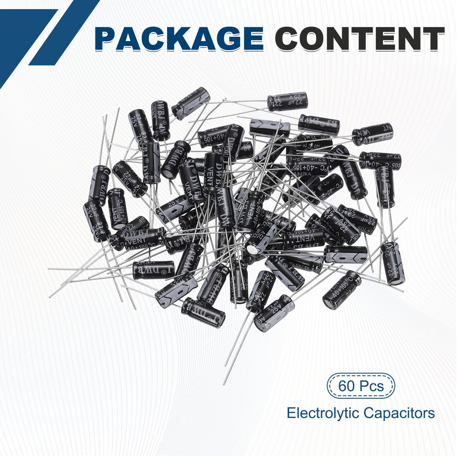 PACKAGE CONTENT

60 Pcs Electrolytic Capacitors
