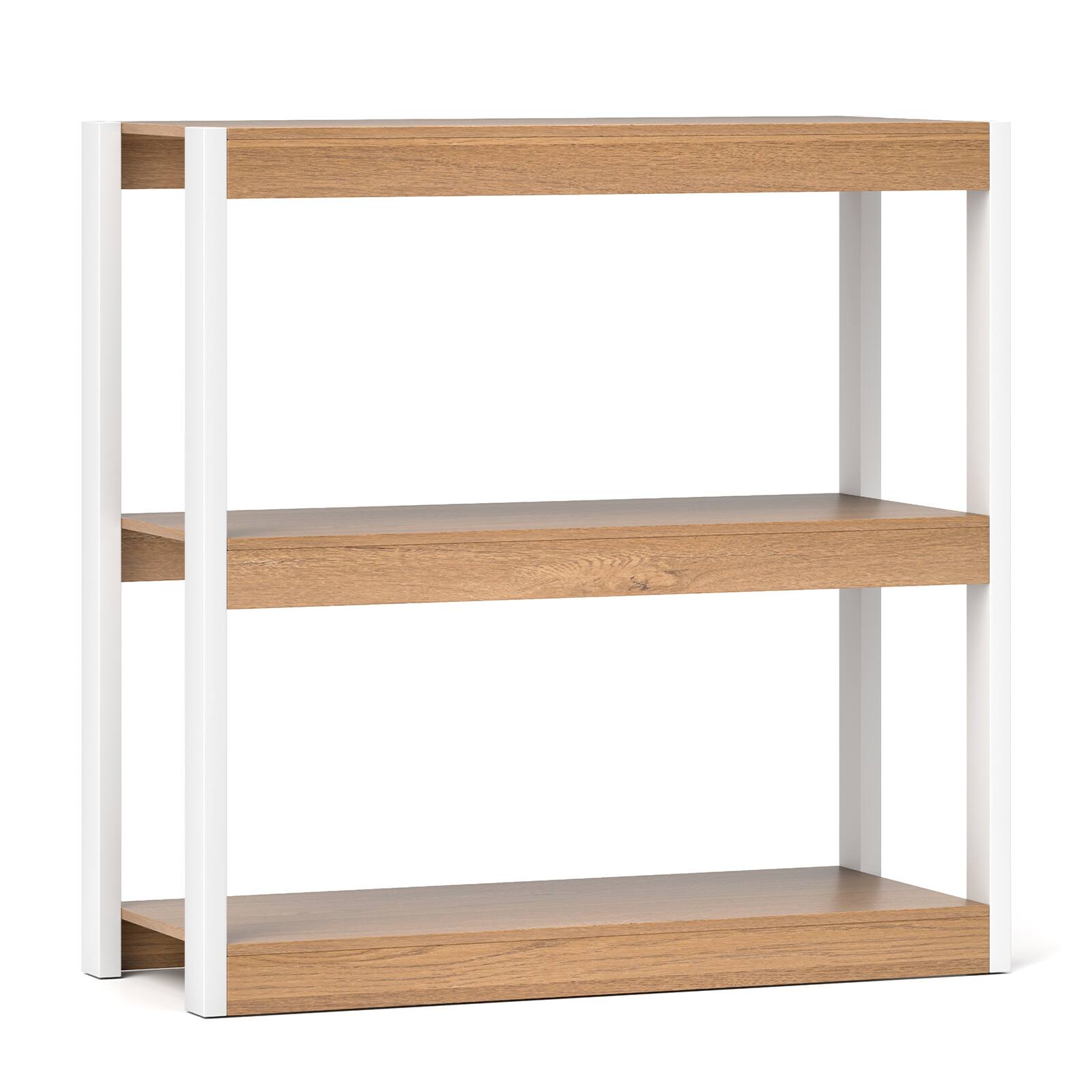 Alt View 9. Gymax - Gymax 2 PCS 3 Tier Bookshelf Wooden Bookcase w/ Dual Anti-Tipping Kits Open Shelving Unit Natural & White - Natural, White.