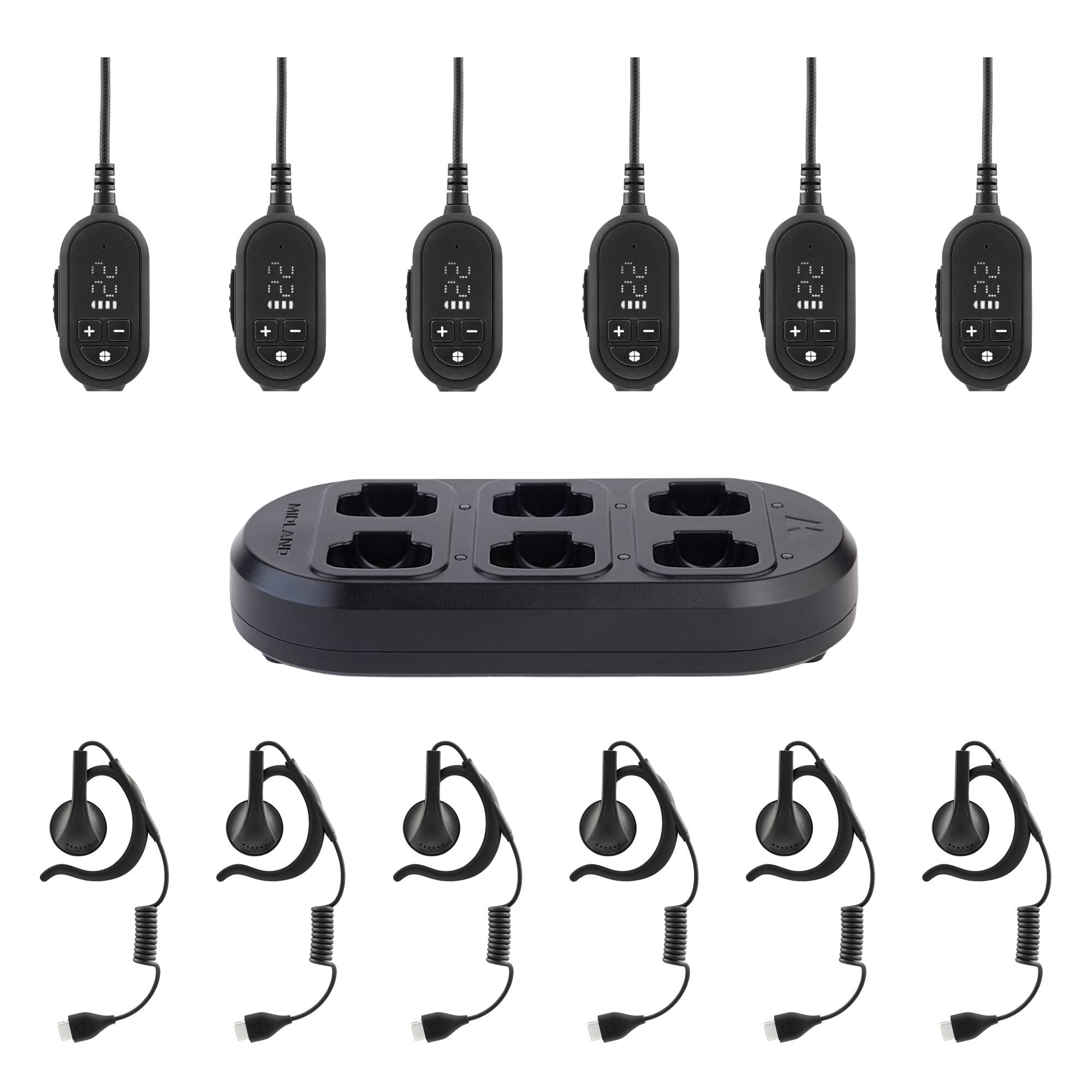 Front. Midland - Black ClipTalk 6 Pack FRS Radio - Black.
