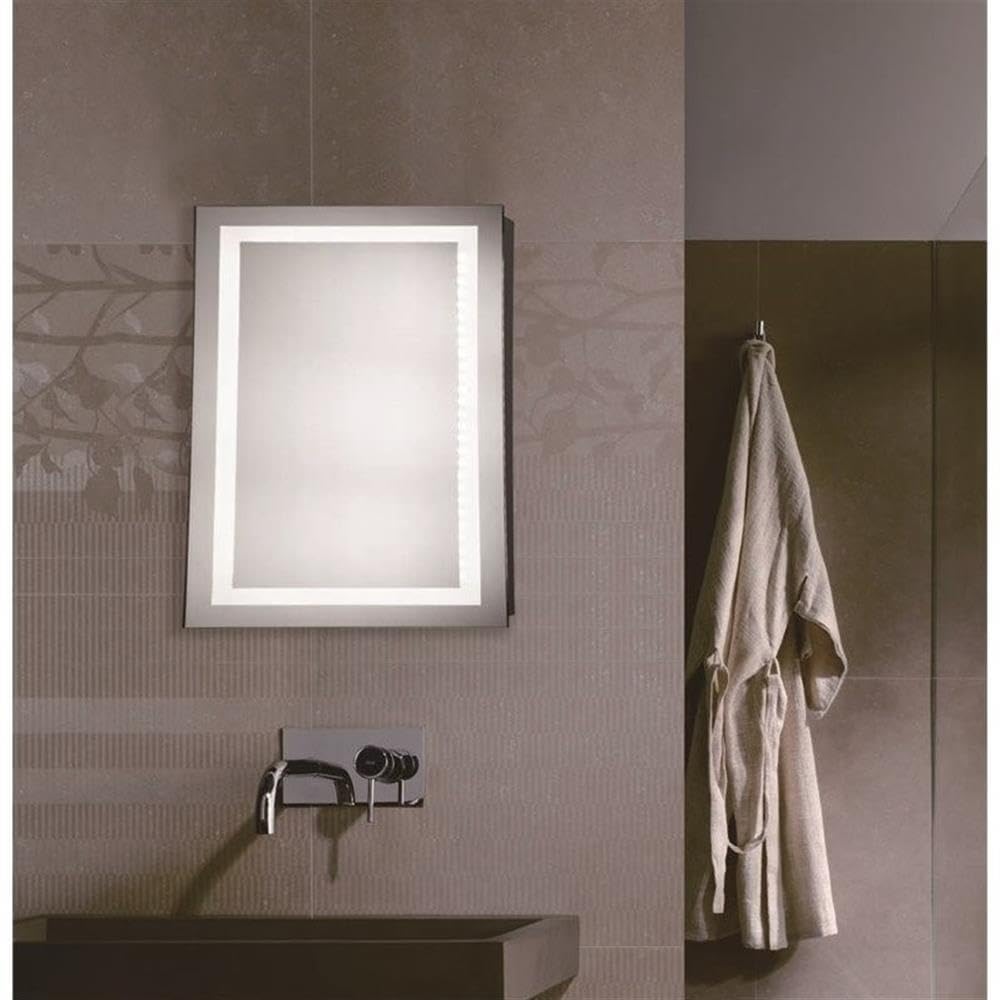 Angle. Elegant Decor - LED Hardwired Mirror Rectangle W20H30 Dimmable 5000K - Glossy White.