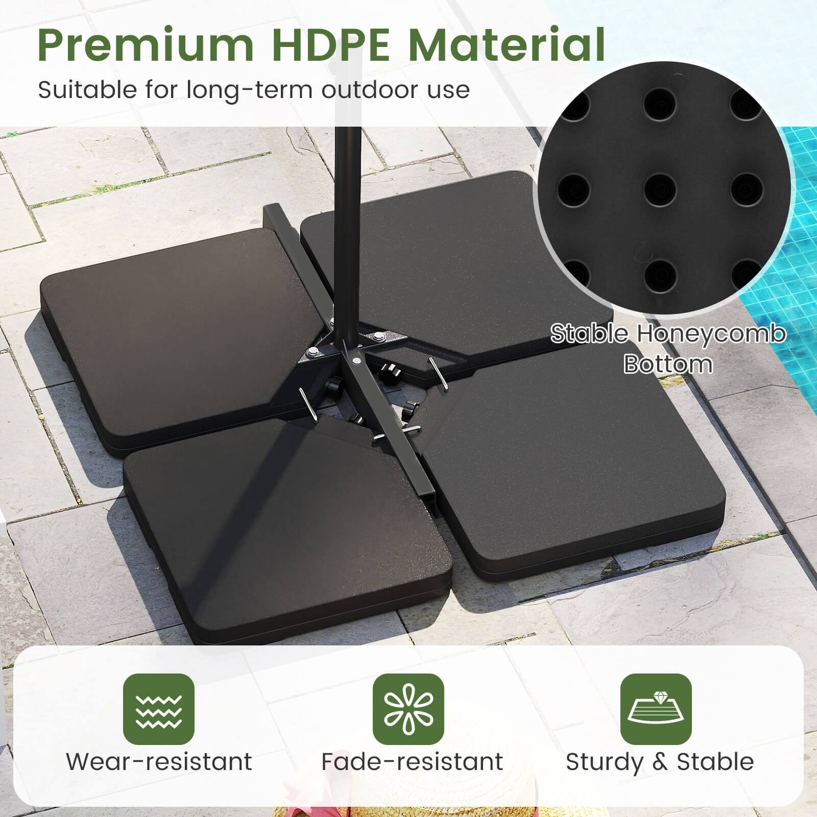 Premium HDPE Material  
Suitable for long-term outdoor use  

Stable Honeycomb Bottom  

Wear-resistant  
Fade-resistant  
Sturdy & Stable
