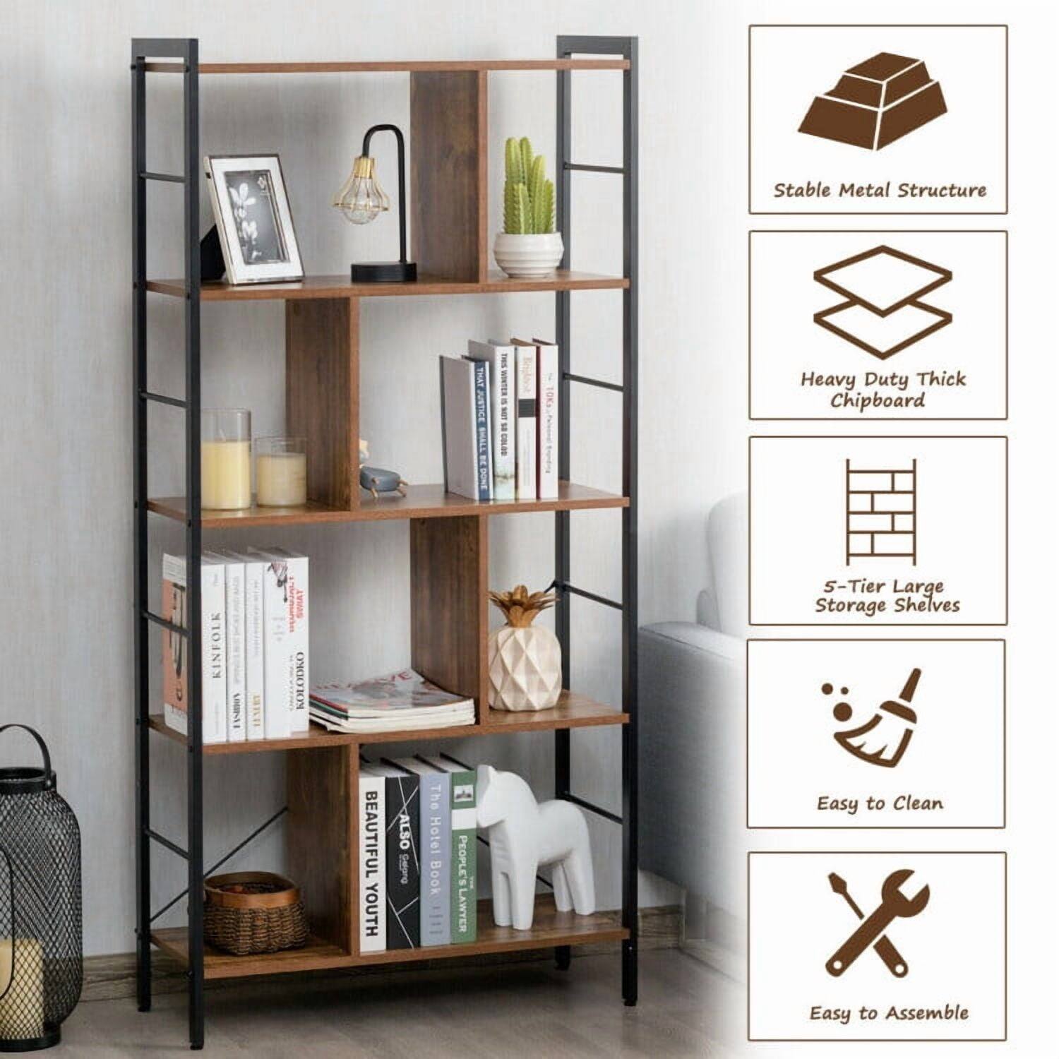 Stable Metal Structure  
Heavy Duty Thick Chipboard  
5-Tier Large Storage Shelves  
Easy to Clean  
Easy to Assemble