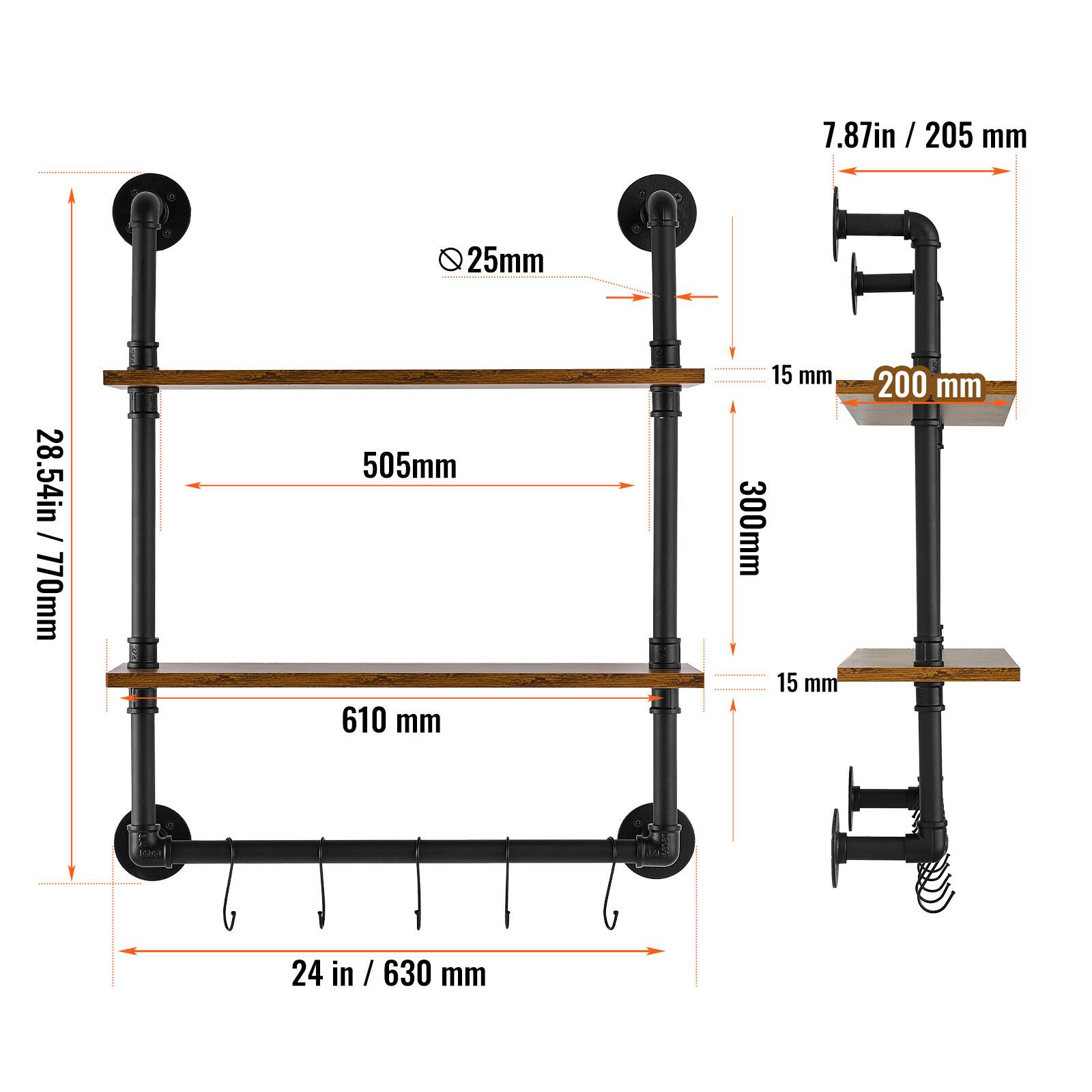 - 7.87 in / 205 mm
- 25 mm
- 28.54 in / 770 mm
- 505 mm
- 610 mm
- 15 mm
- 300 mm
- 15 mm
- 200 mm
- 24 in / 630 mm
