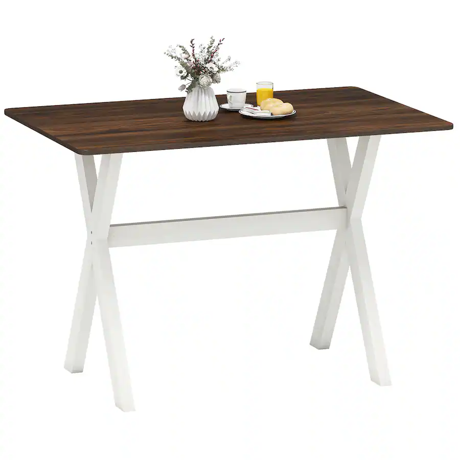 Gymax Dining Table w/ X shaped Frame Wood Grain Texture Tabletop Accent ...