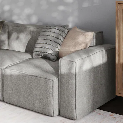 Front. Emma + Oliver - Farmount Modular Right Side Armchair with Arm Rest - Gray.