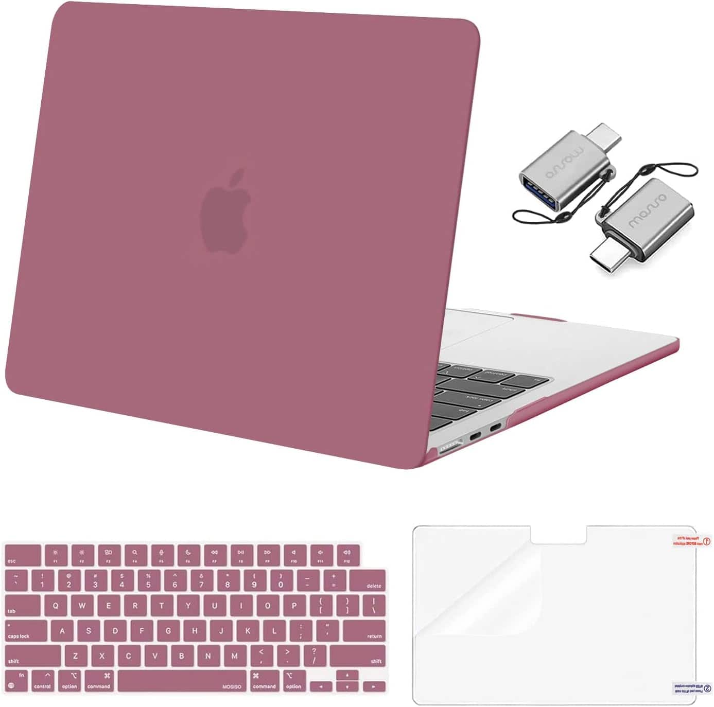 mosiso - Case for MacBook Air 13 inch M5 M4 M3 M2 A3449 A3240 A3113 A2681 (2022-2026) - Dusty Rose