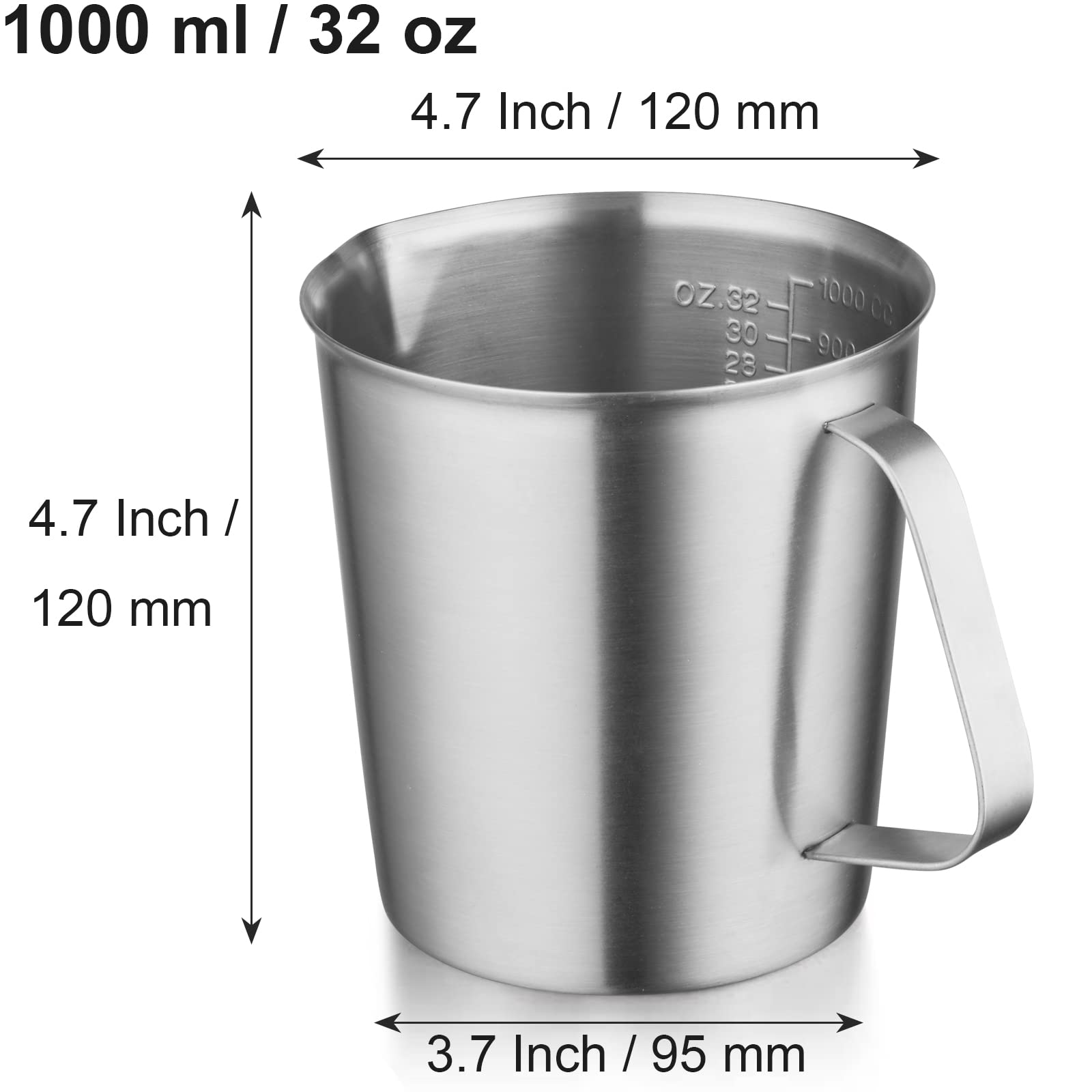 Dapper Styles 18/8 Stainless Steel Measuring Cup With Handle And Pour ...