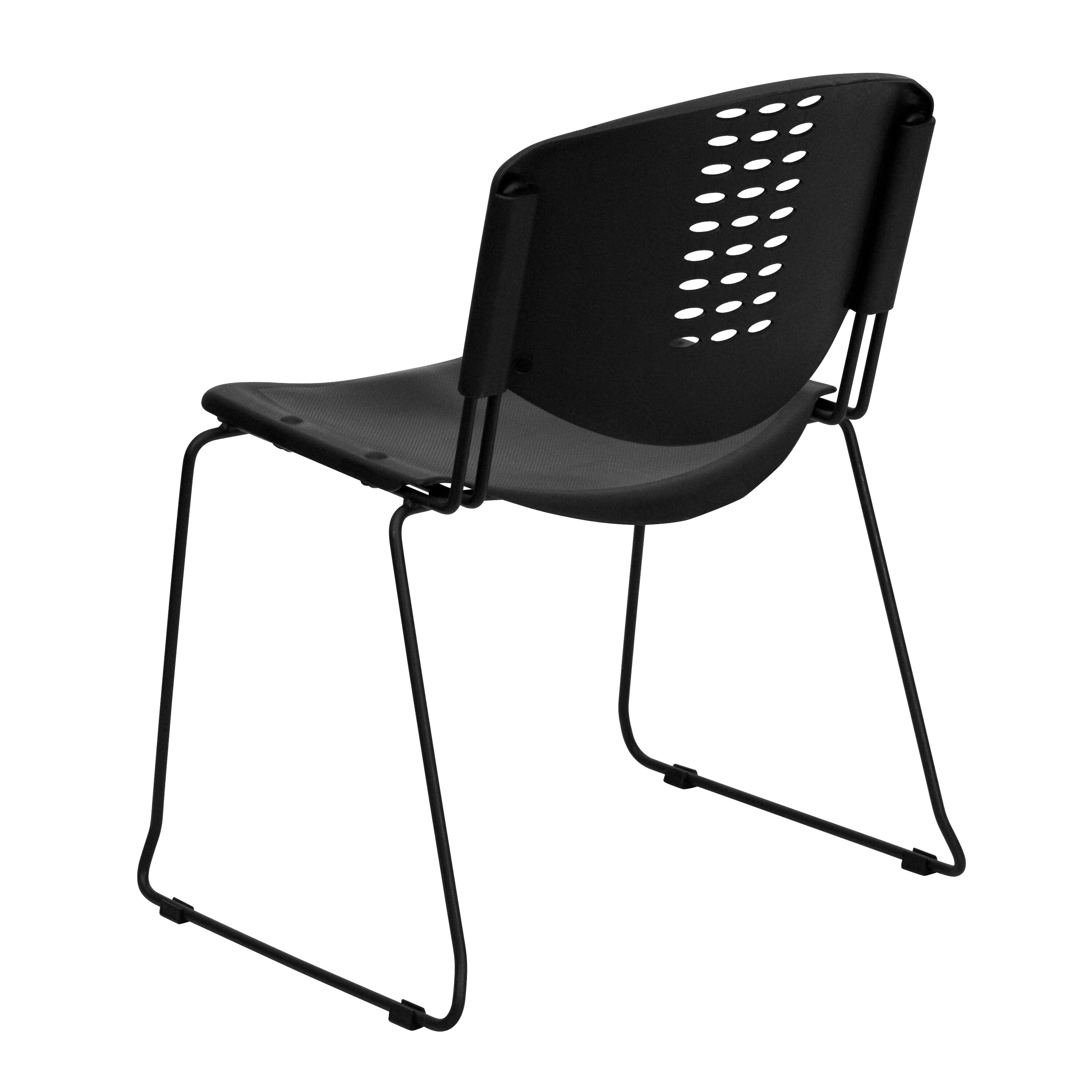 Alt View 5. Emma + Oliver - 400 lb. Capacity Plastic Stack Chair with Black Frame - Black.