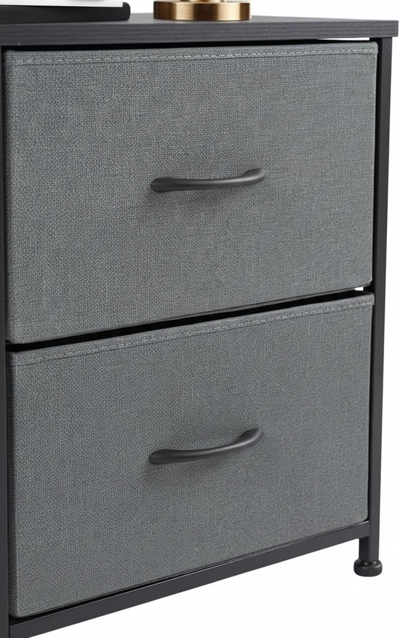 Left. AOITUN - Compact Nightstand for Daily Dorm Living, 20" Bedside Table with 2 Drawers, Works Well with Twin XL Dorm Setup - Gray.