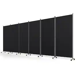 Costway - Room Divider with Lockable Wheels, 6 Panel Folding Privacy Screen for Office - Black