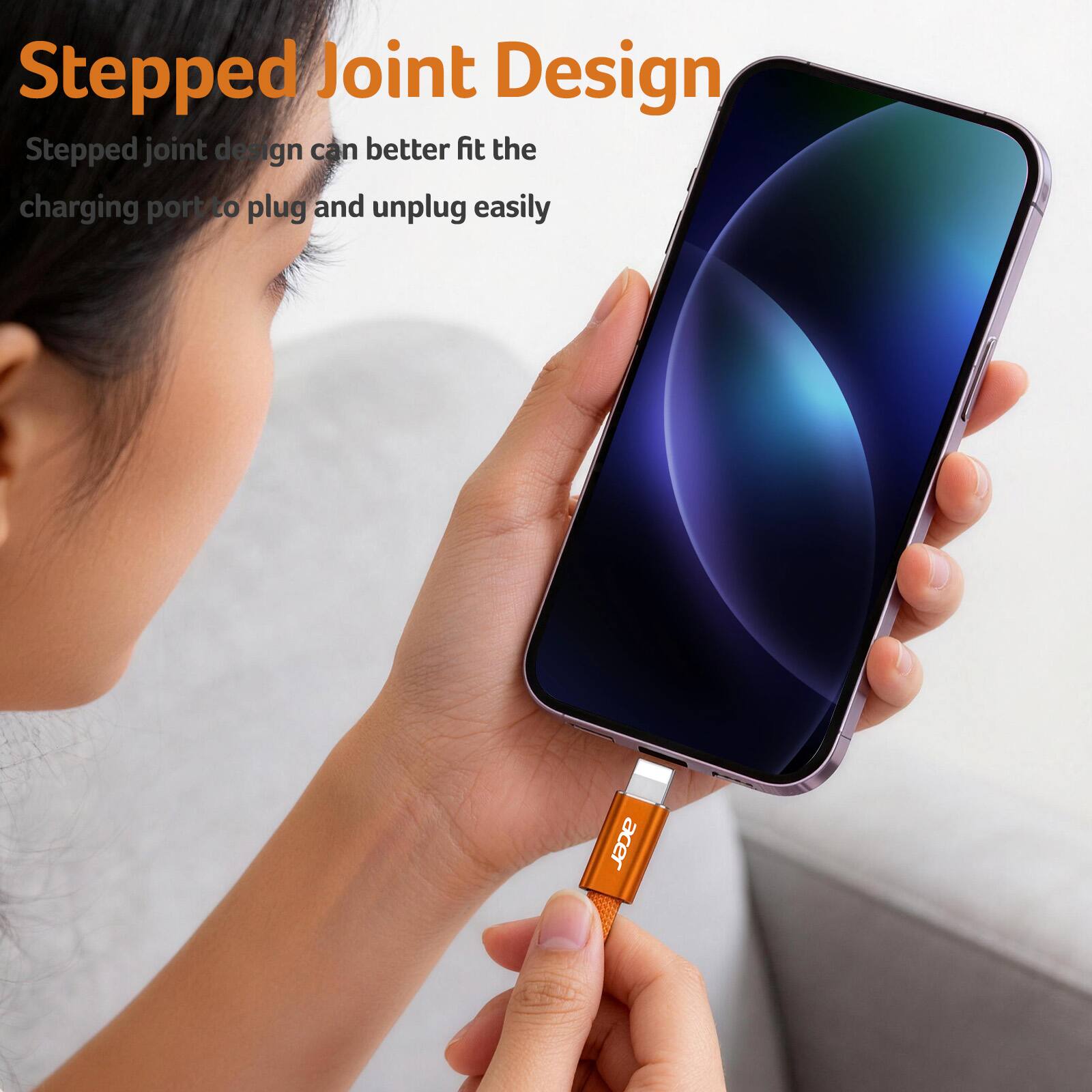 Stepped Joint Design

Stepped joint design can better fit the charging port to plug and unplug easily.