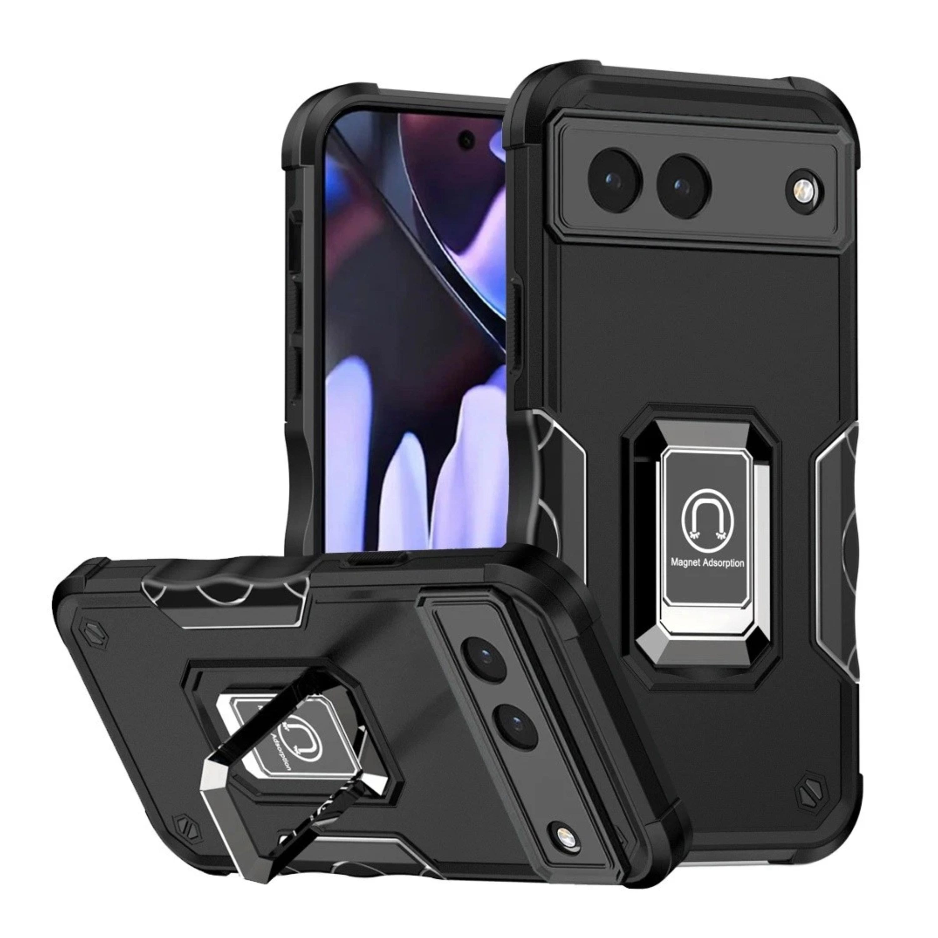 Kitcheniva - Premium Magnetic Ring Stand Case With Tempered Glass For Google Pixel 9a - Black price history on PriceWatchPro