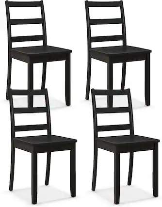 Front. Costway - Costway Dining Chairs Set of 4 Wood Dining Room Kitchen Side Chairs - Black.